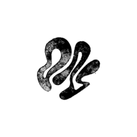 a black and white drawing of a snake